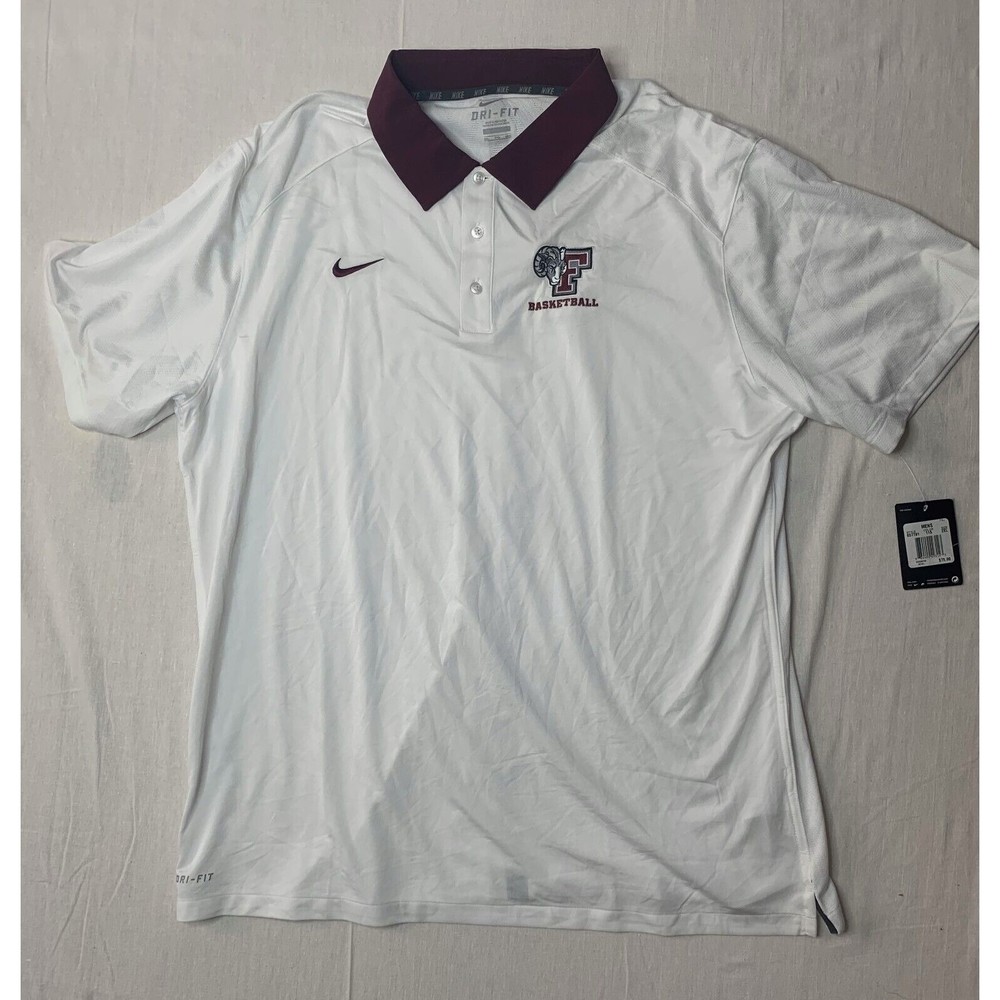 NWT Nike Dri-Fit White Polo Shirt Embroidered Rams